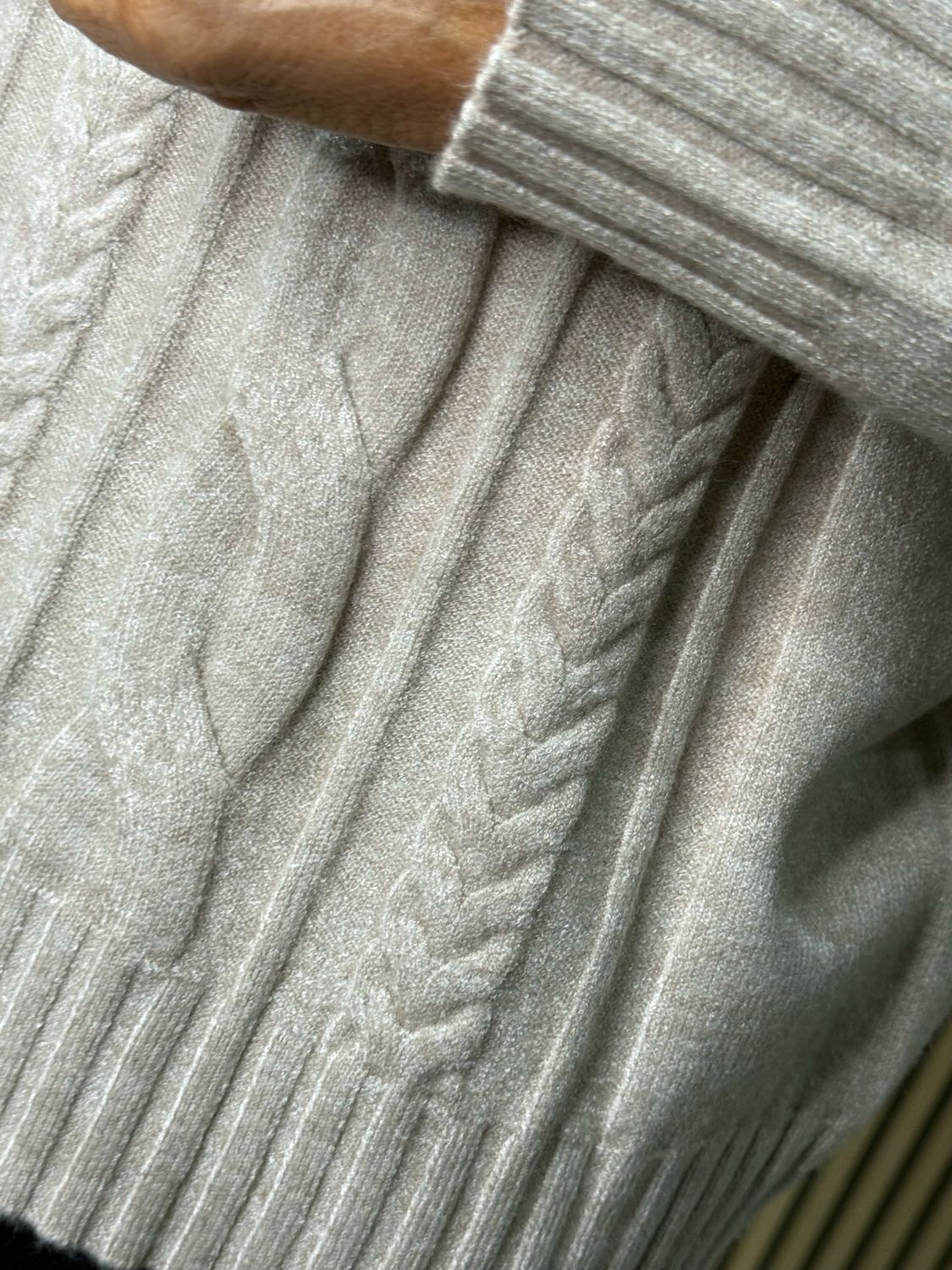 Cable Knit Roll Neck Jumper - Oatmeal