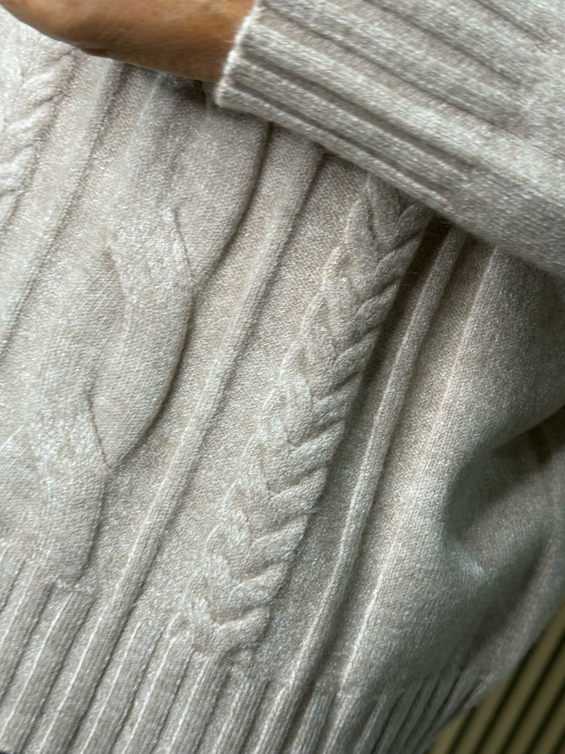 Cable Knit Roll Neck Jumper - Oatmeal