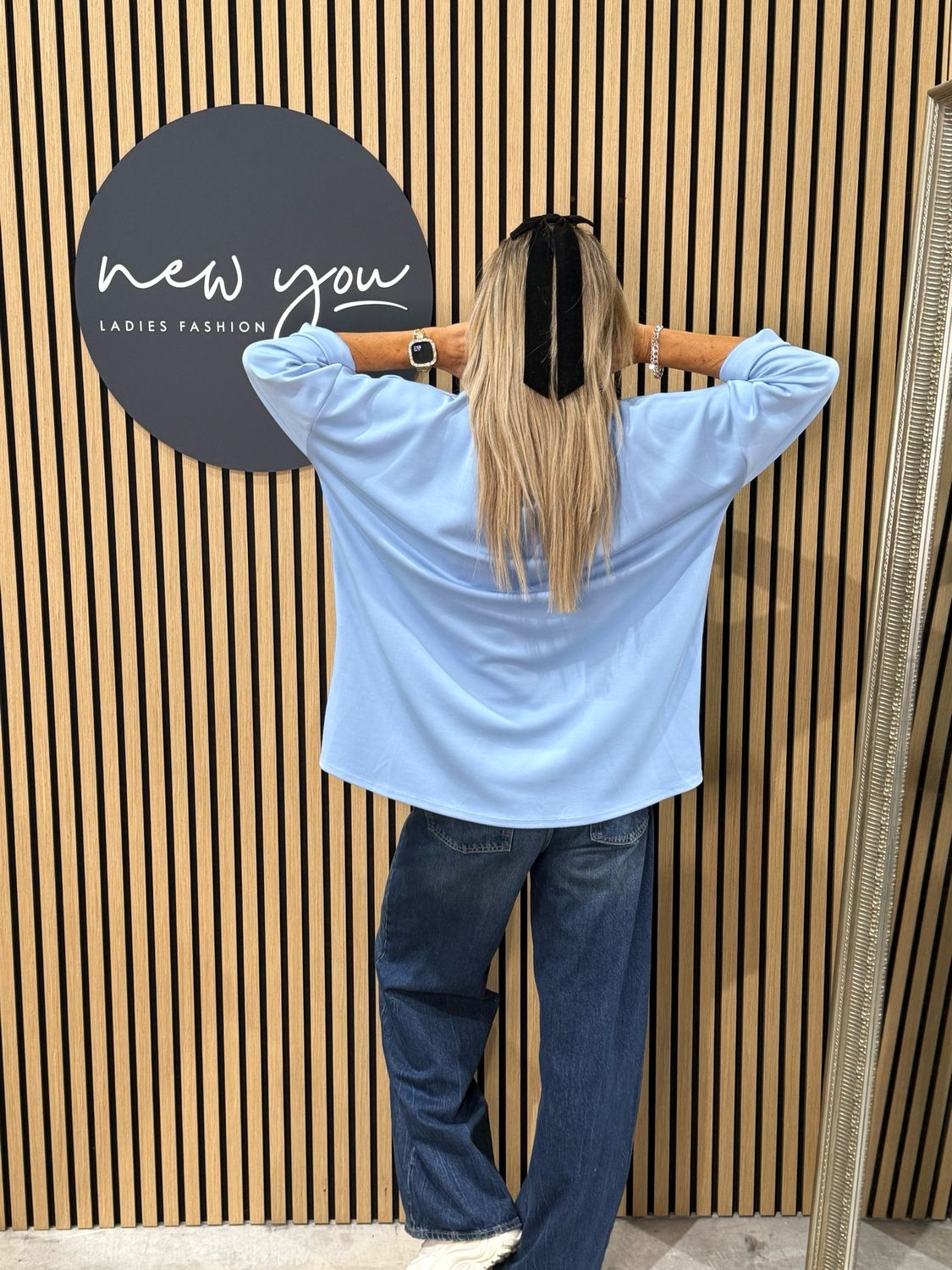 Lace Hem Jumper - Baby Blue