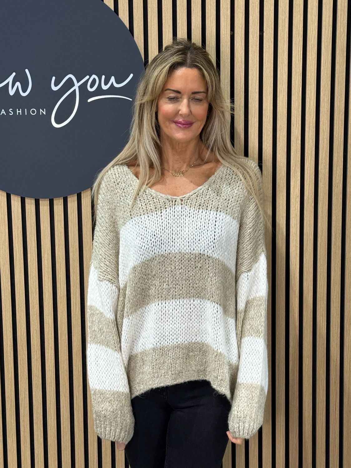 Striped Knit Jumper - Cream/Oatmeal
