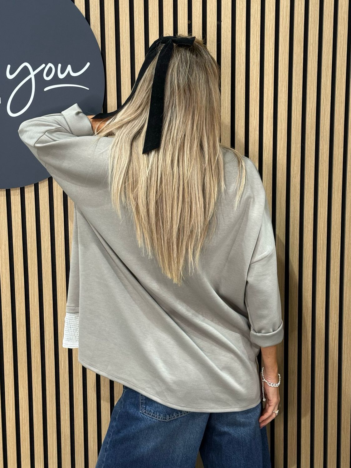 Lace Hem Jumper - Taupe