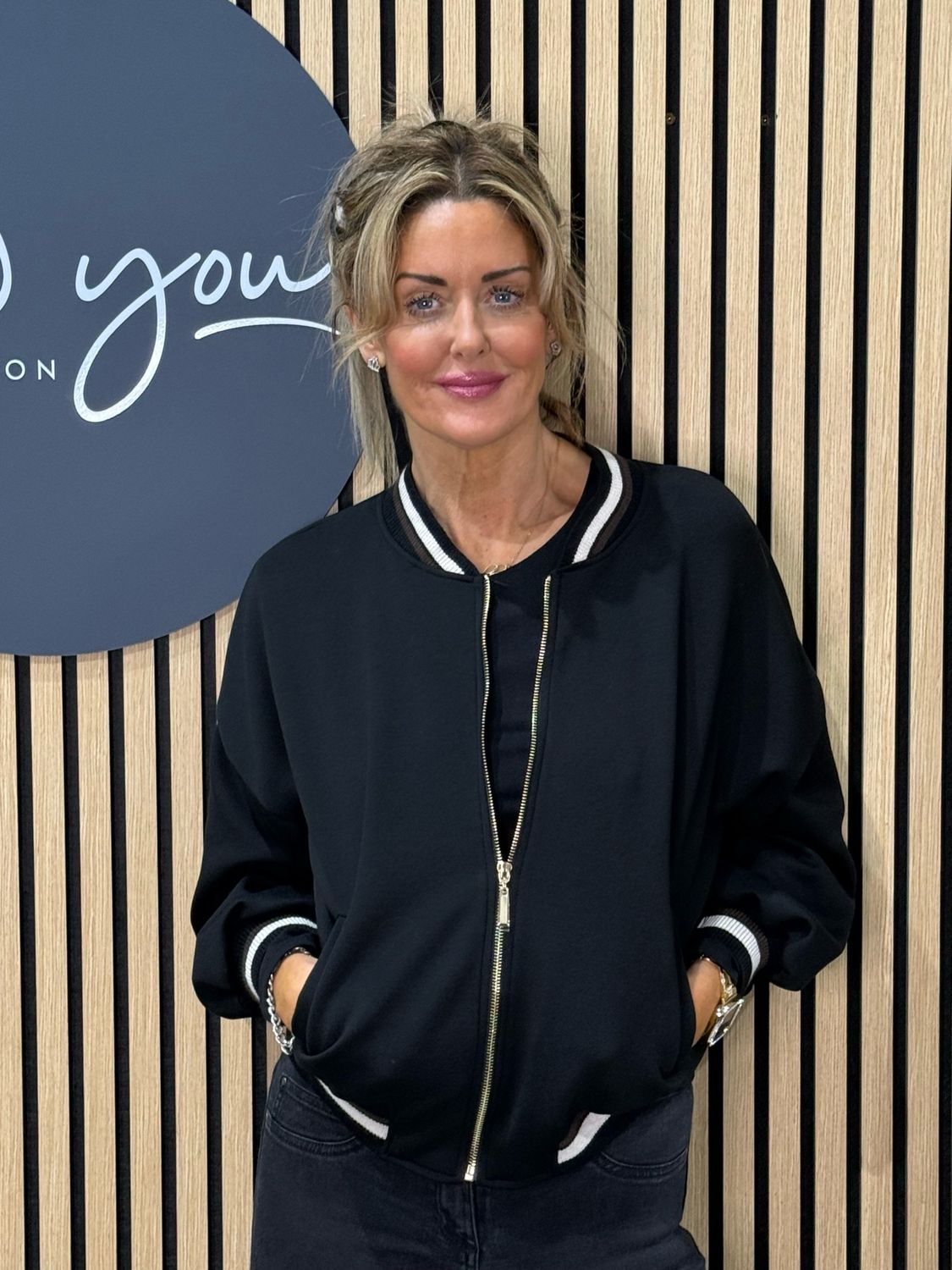 Zip Front Bomber Jacket - Black