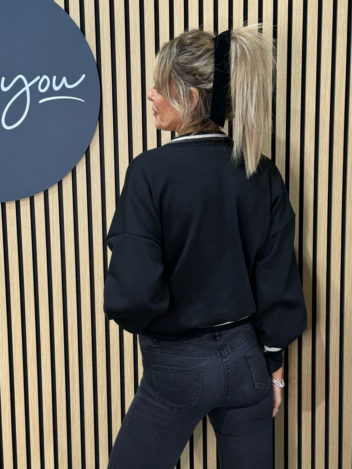 Zip Front Bomber Jacket - Black