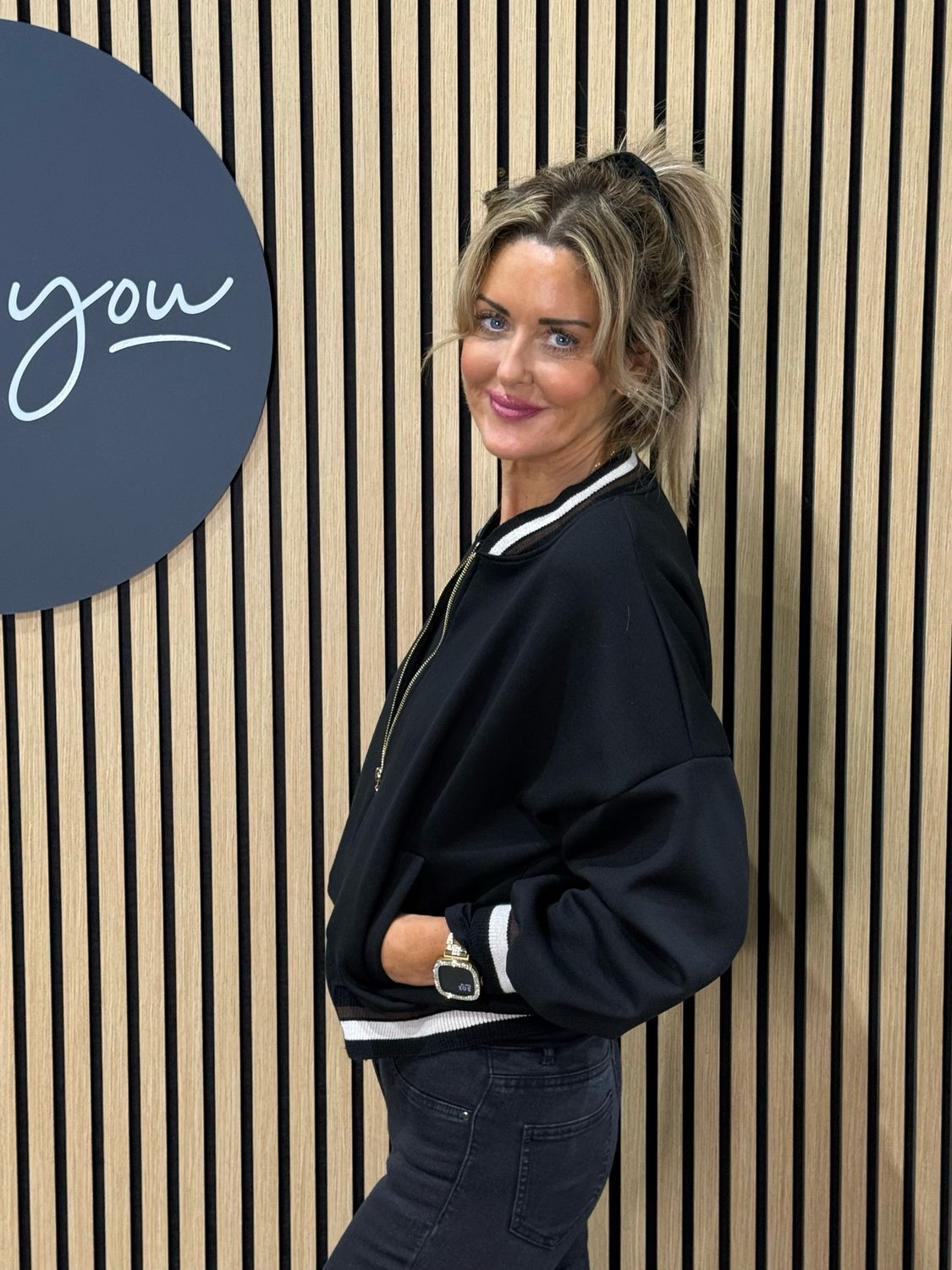 Zip Front Bomber Jacket - Black