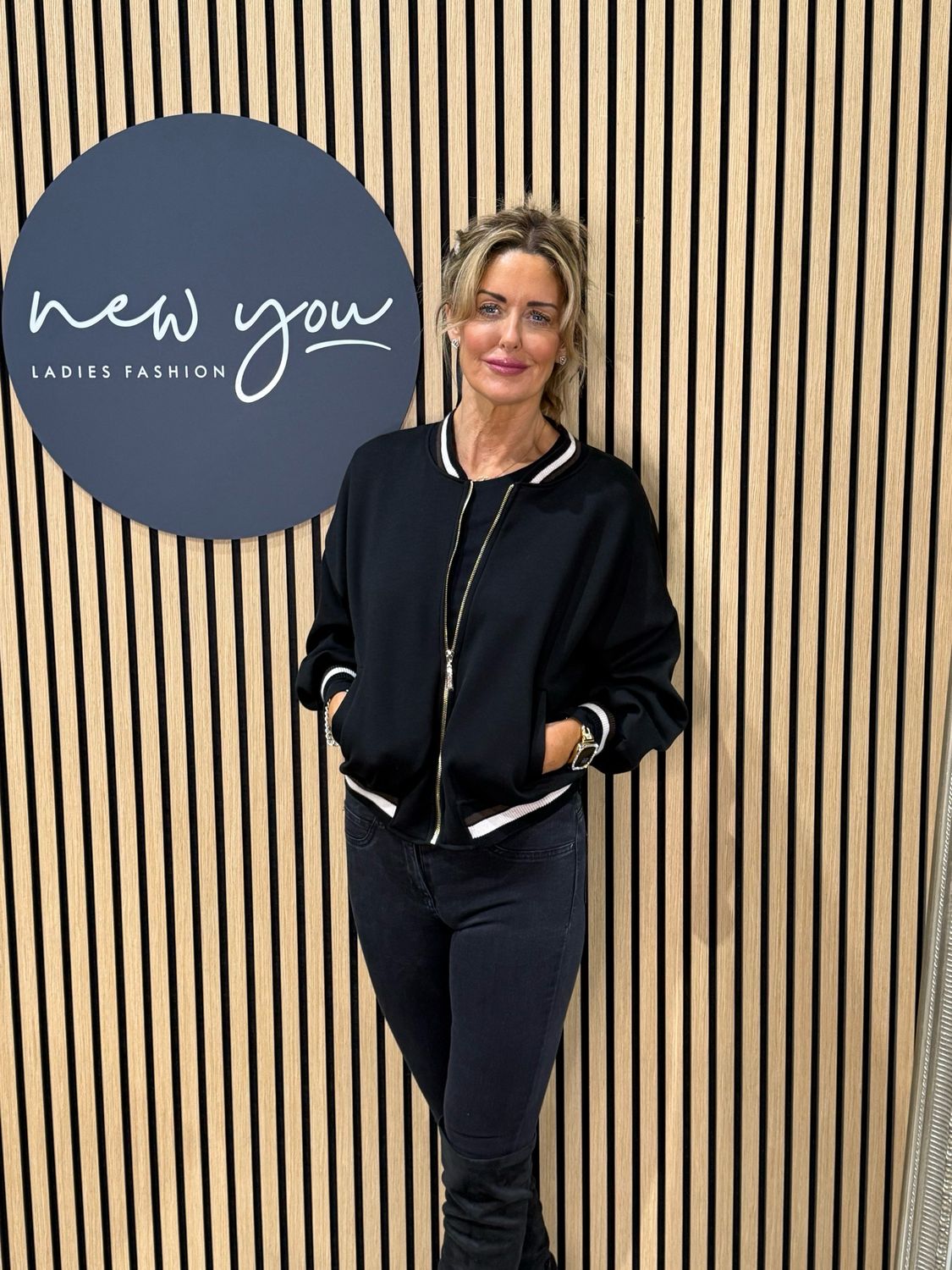 Zip Front Bomber Jacket - Black