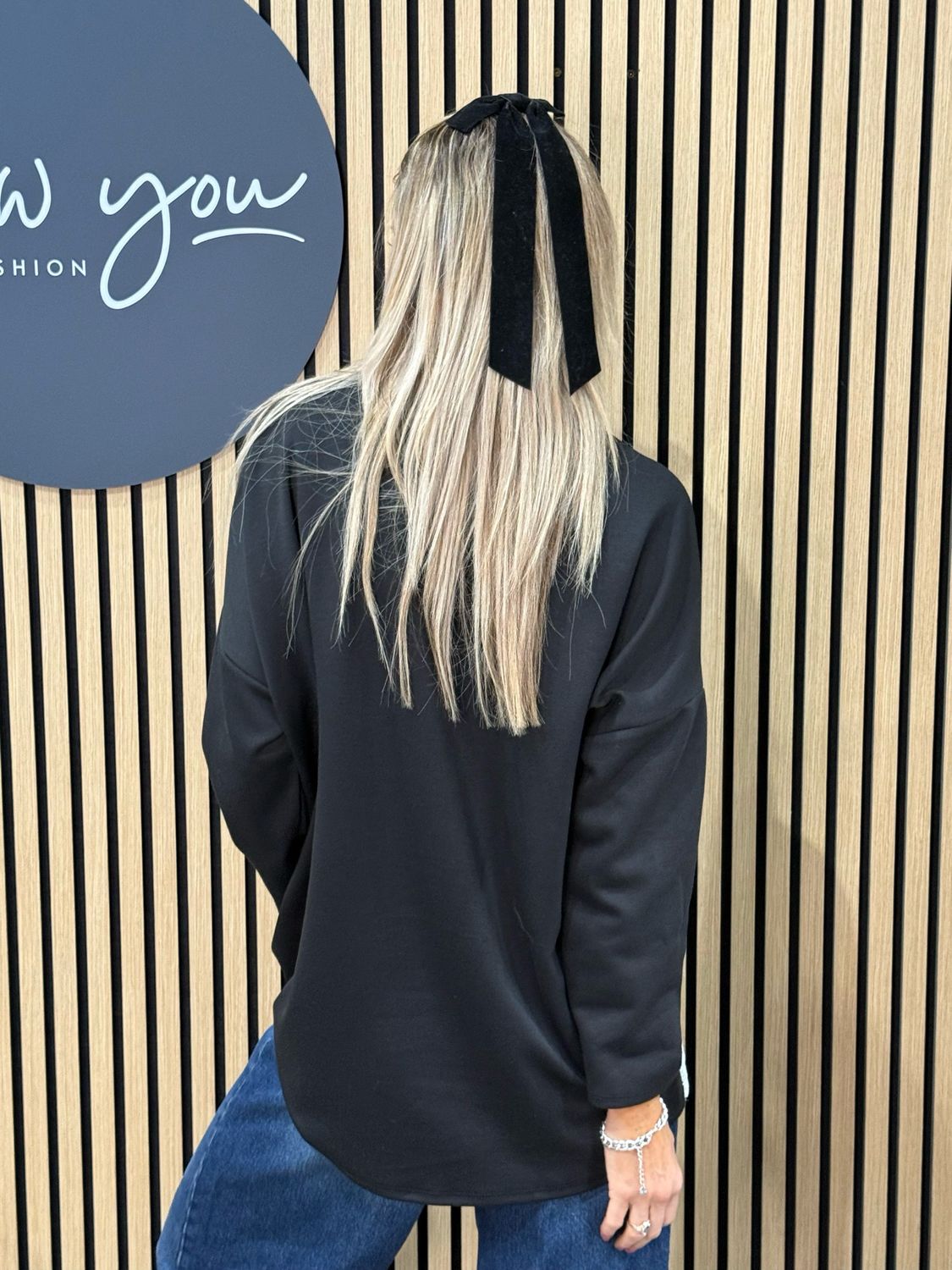 Lace Hem Jumper - Black