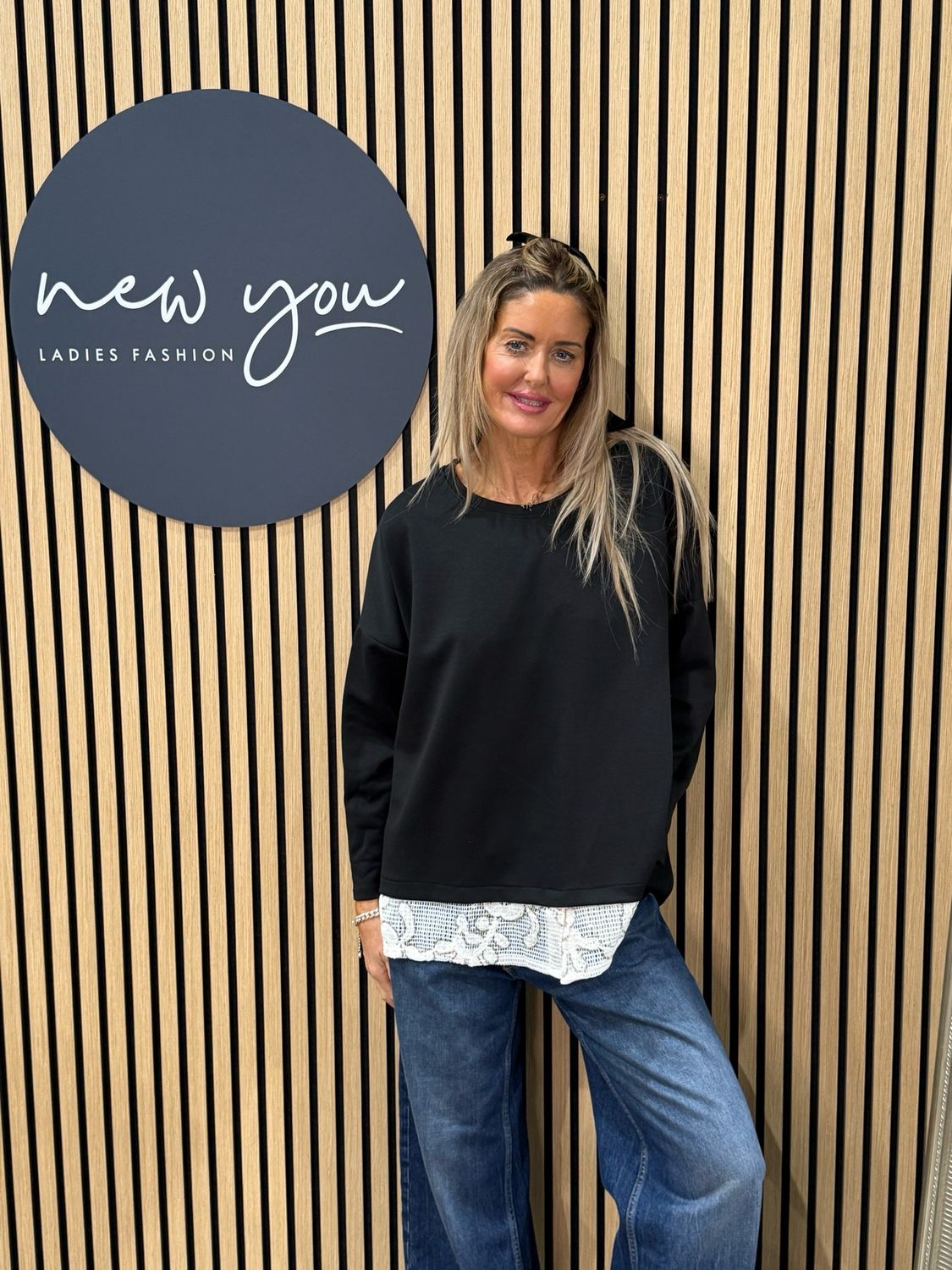 Lace Hem Jumper - Black