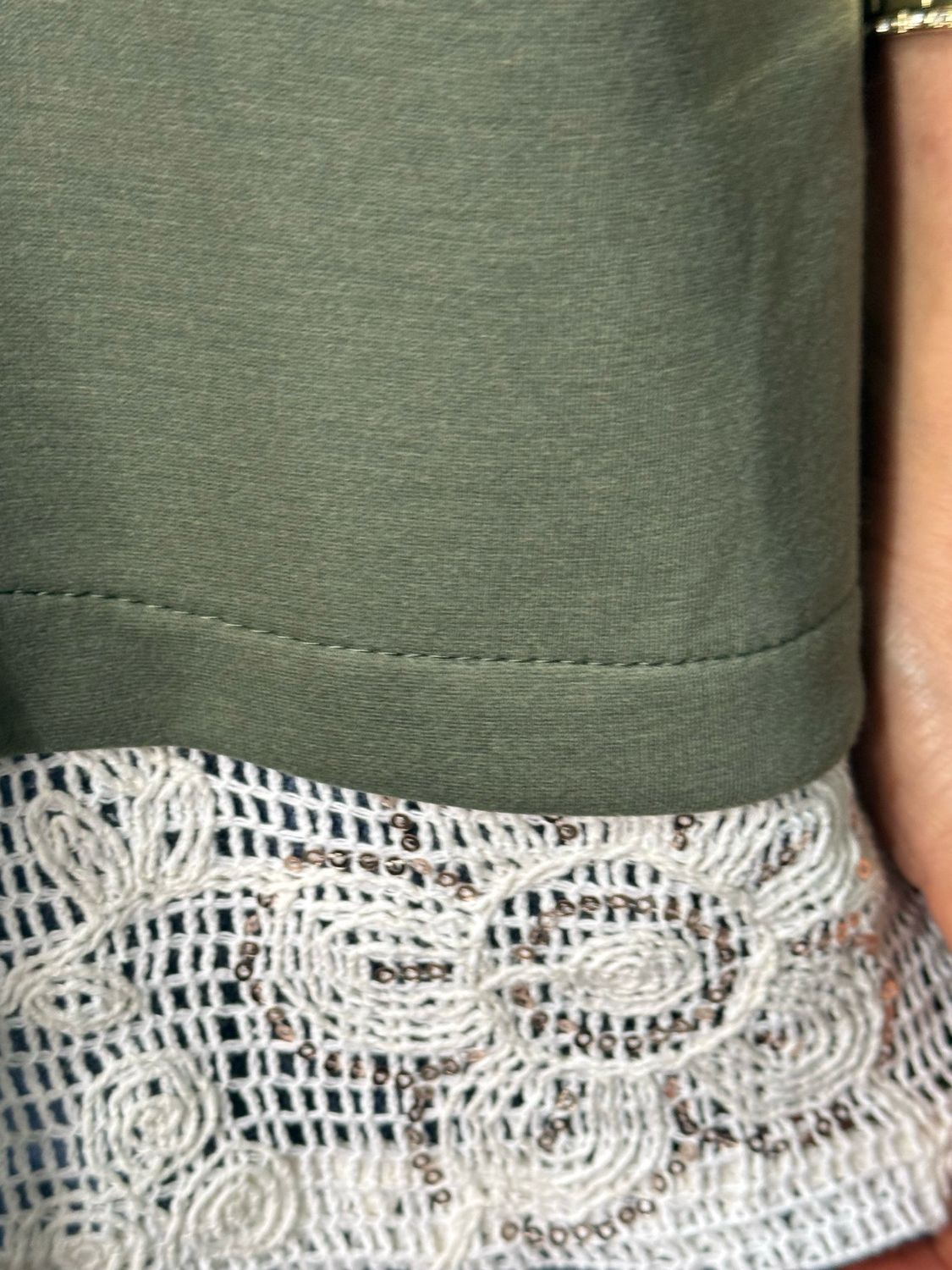 Lace Hem Jumper - Khaki