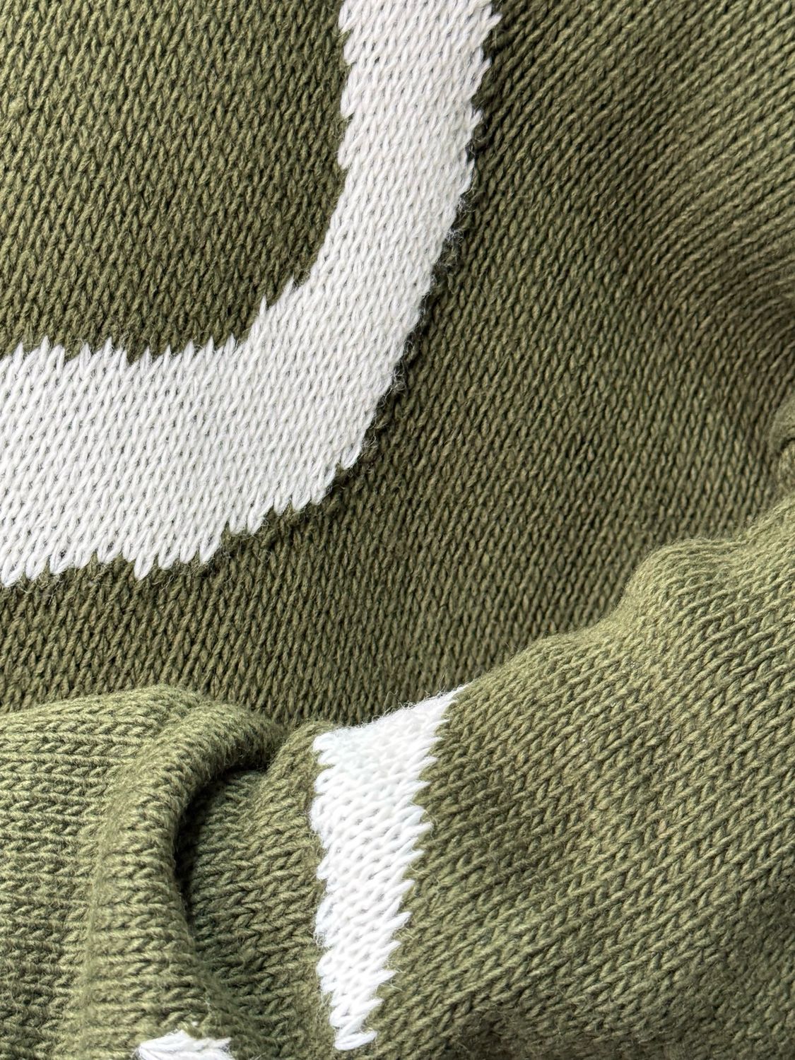 Heart Print Oversized Jumper - Khaki