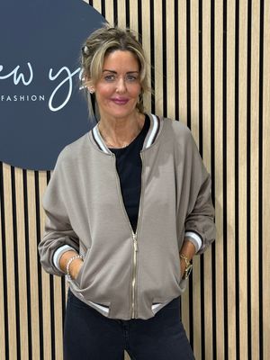 Zip Front Bomber Jacket - Taupe