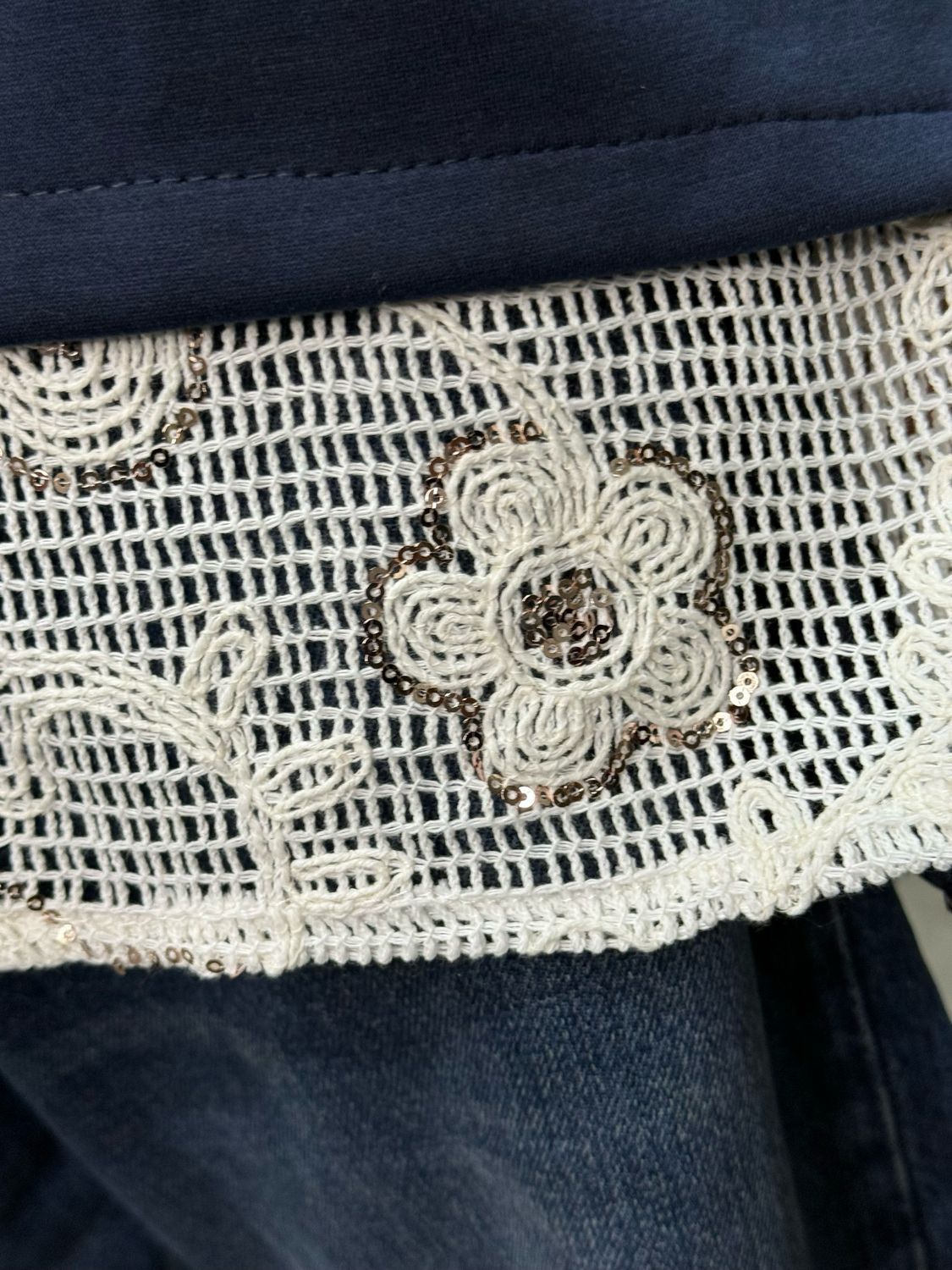 Lace Hem Jumper - Navy