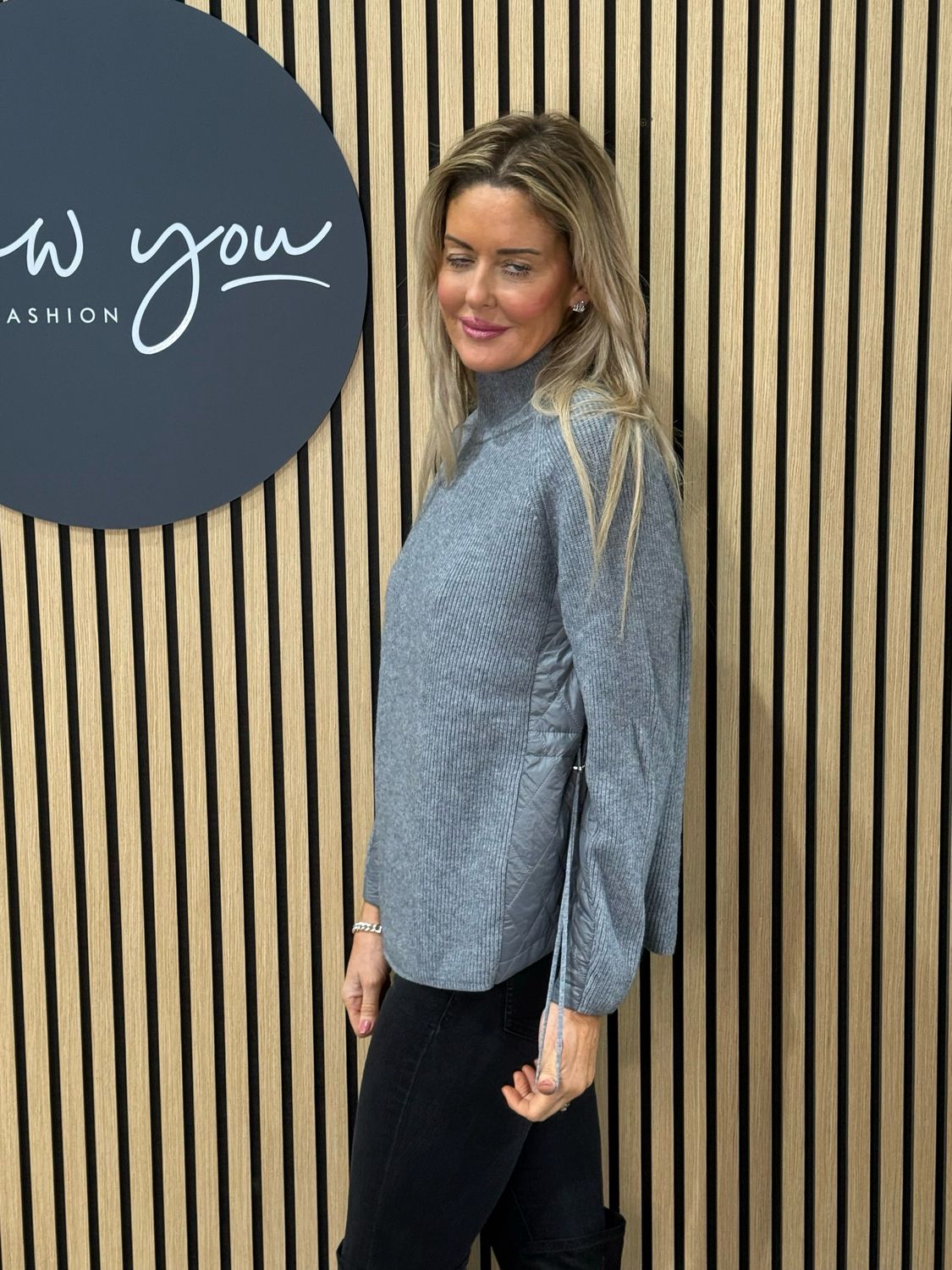 Quilted Panel Jumper - Grey