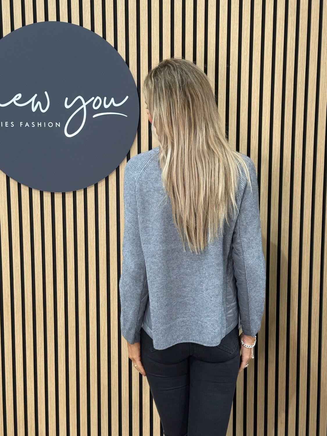 Quilted Panel Jumper - Grey