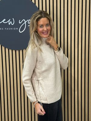 Quilted Panel Jumper - Beige