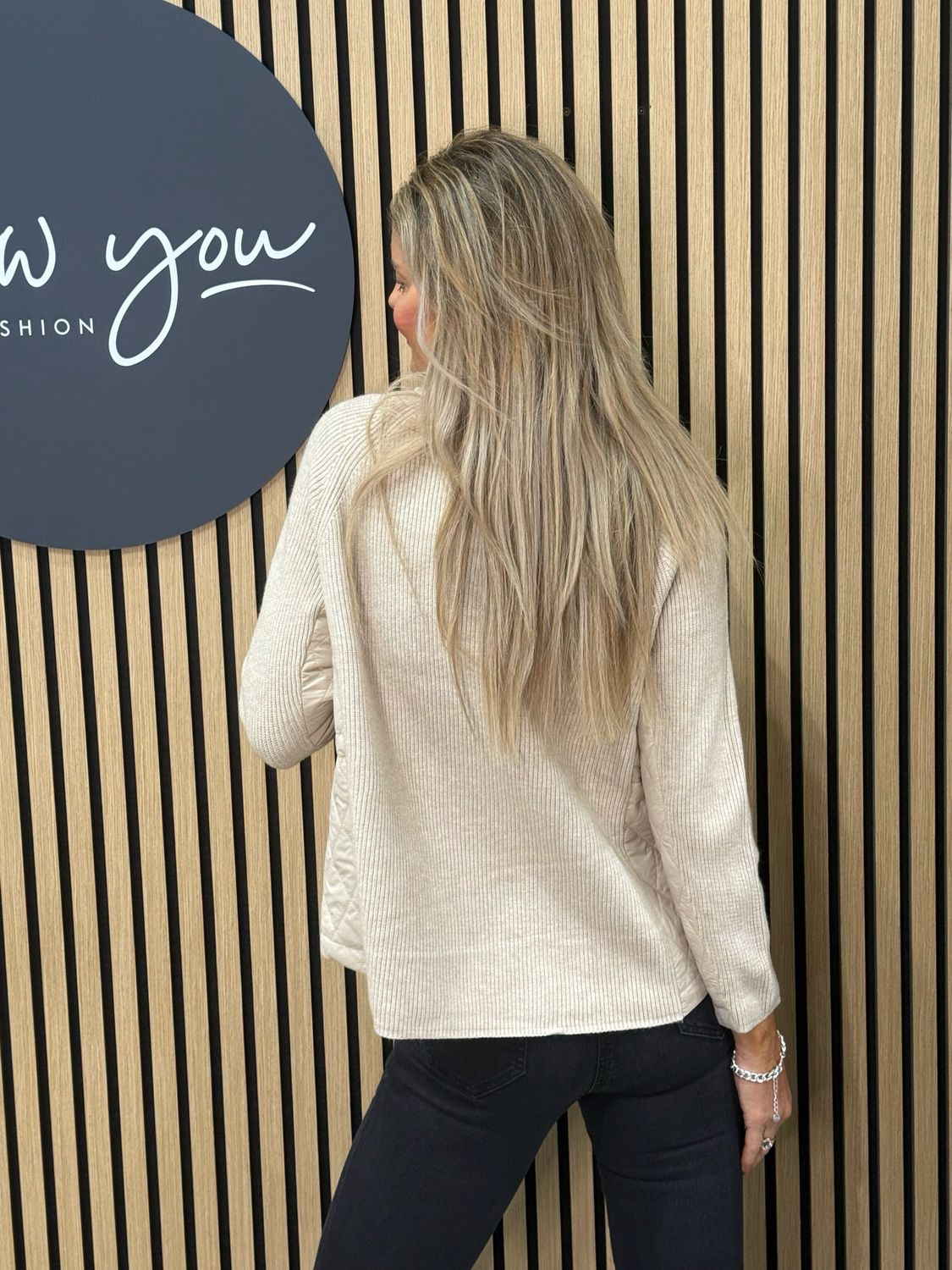 Quilted Panel Jumper - Beige