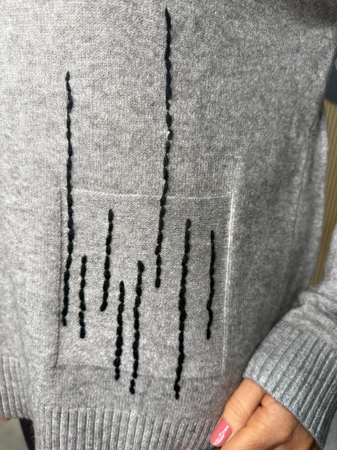 Abstract Stitch Knit Jumper - Grey