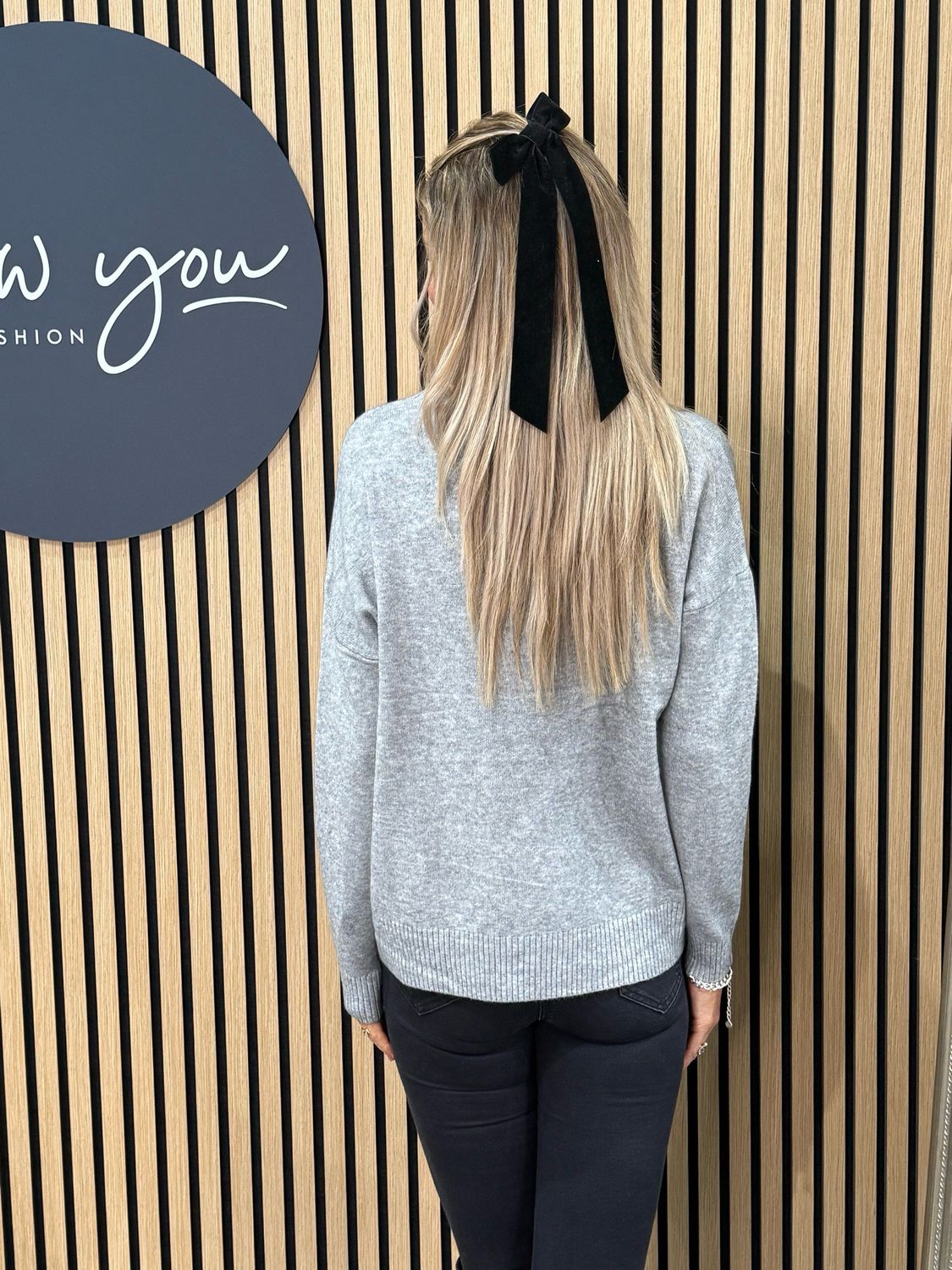 Abstract Stitch Knit Jumper - Grey