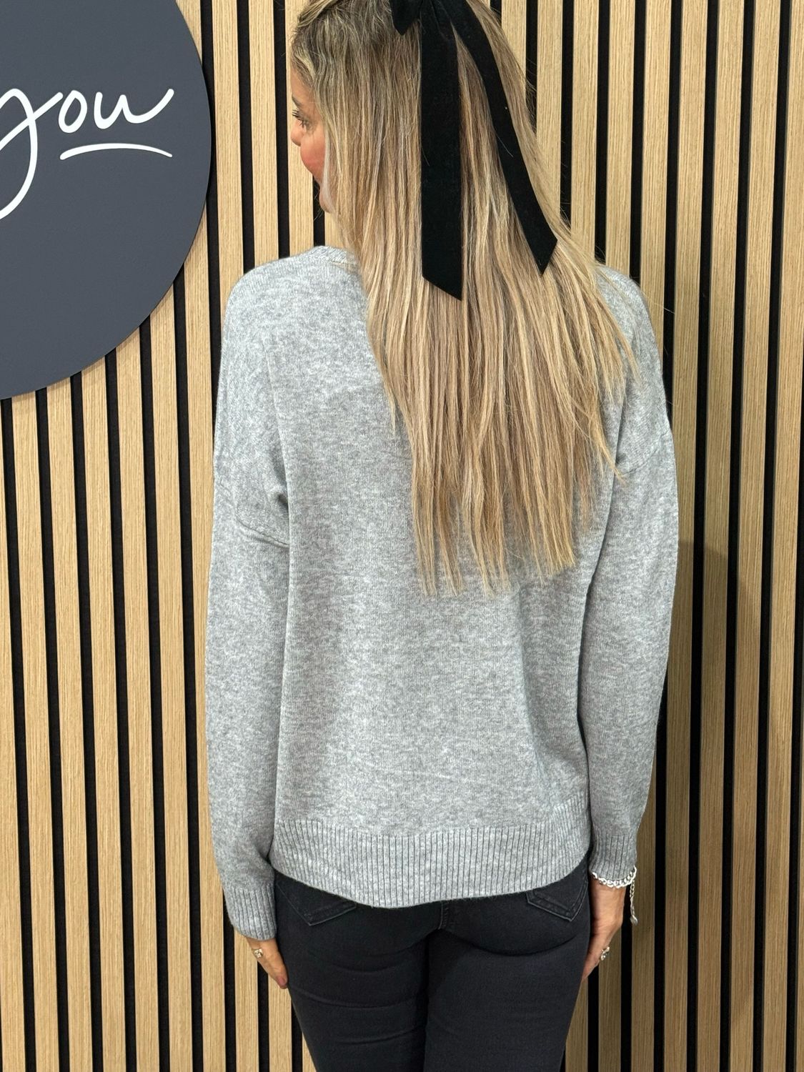 Abstract Stitch Knit Jumper - Grey