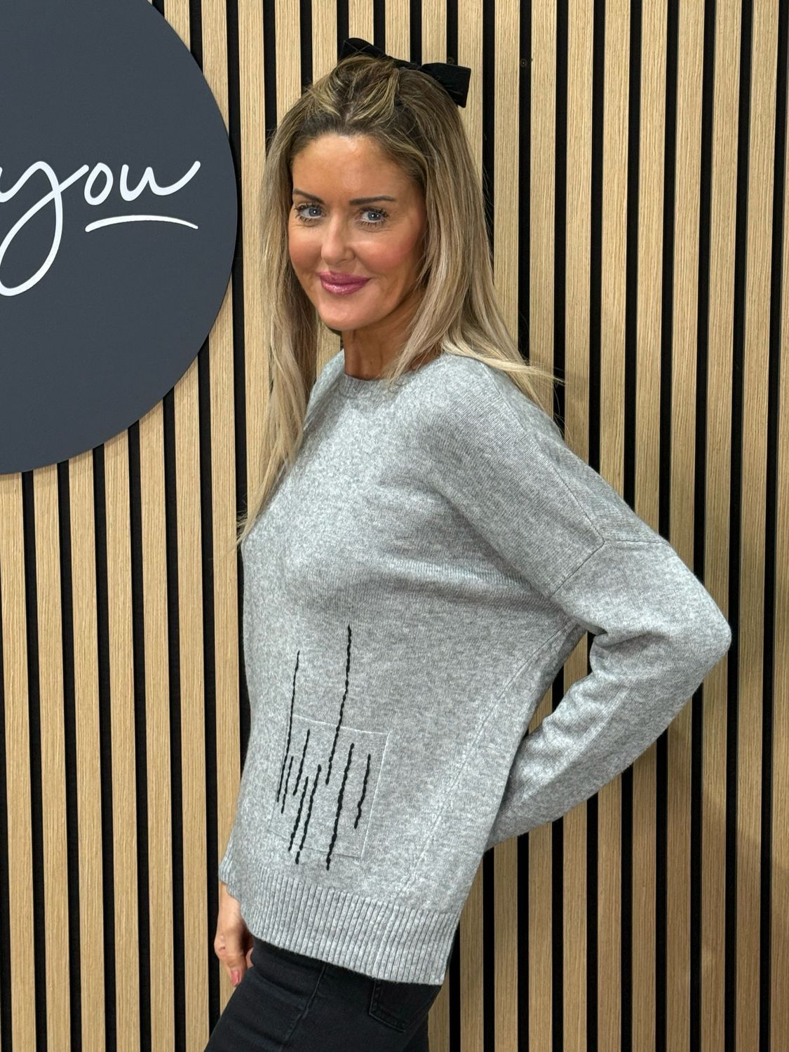 Abstract Stitch Knit Jumper - Grey