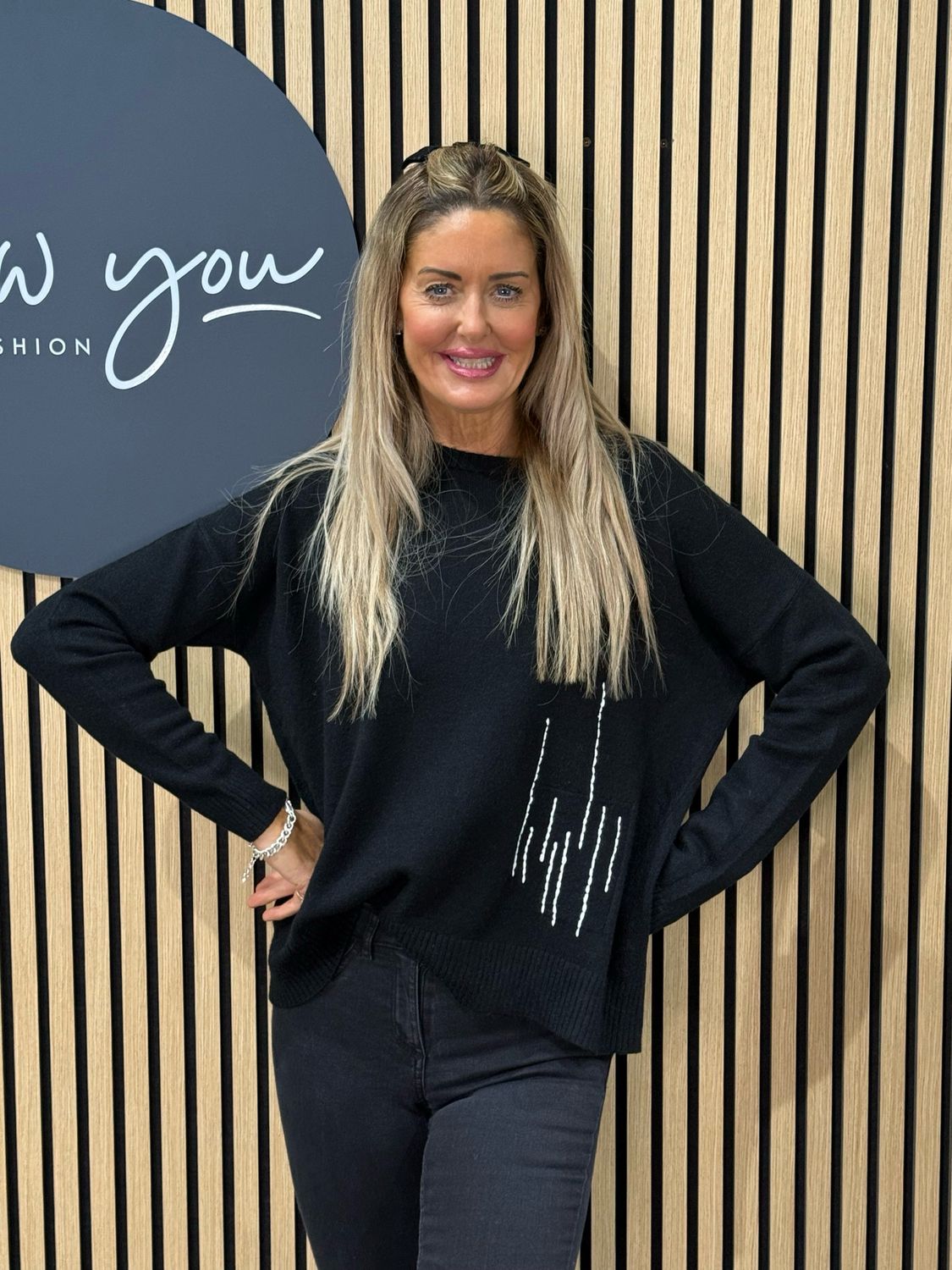 Abstract Stitch Knit Jumper - Black