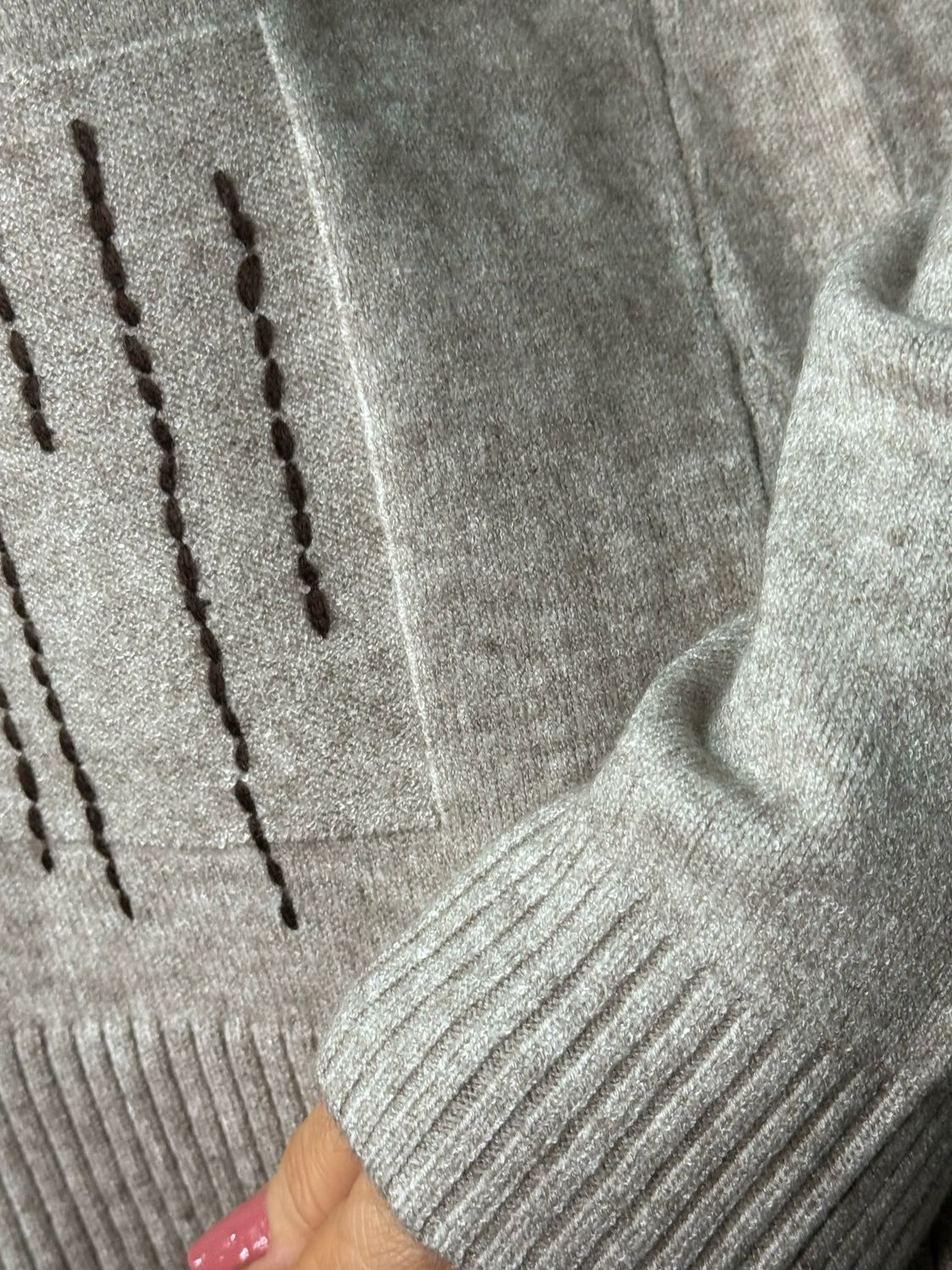 Abstract Stitch Knit Jumper - Taupe