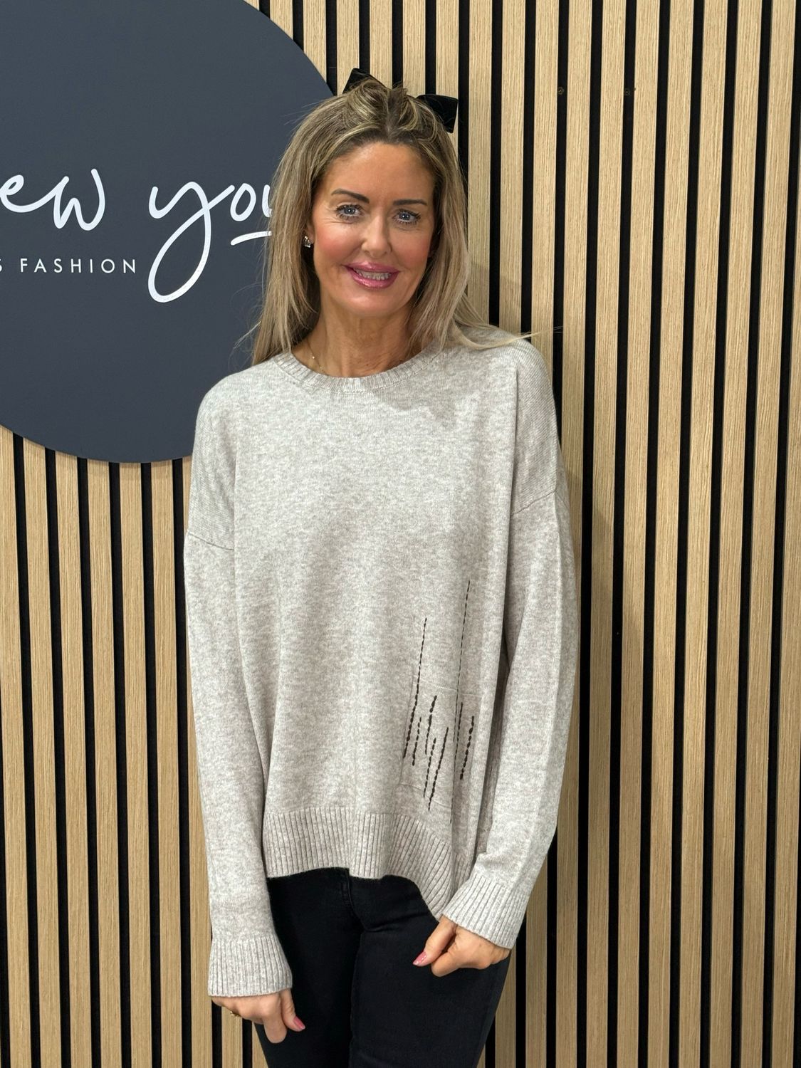 Abstract Stitch Knit Jumper - Taupe