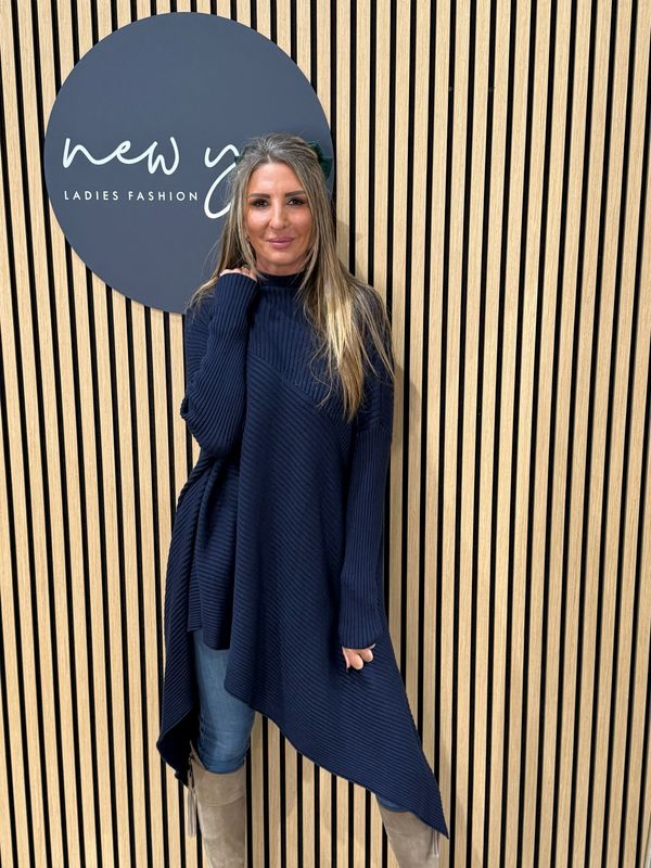 Waterfall Rib Knit Jumper - Navy