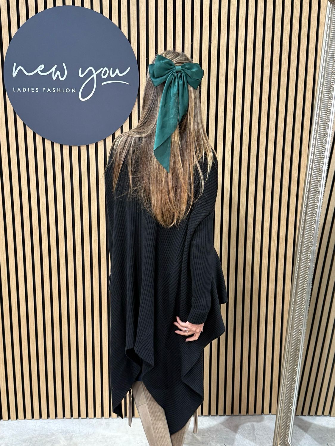 Waterfall Rib Knit Jumper - Black