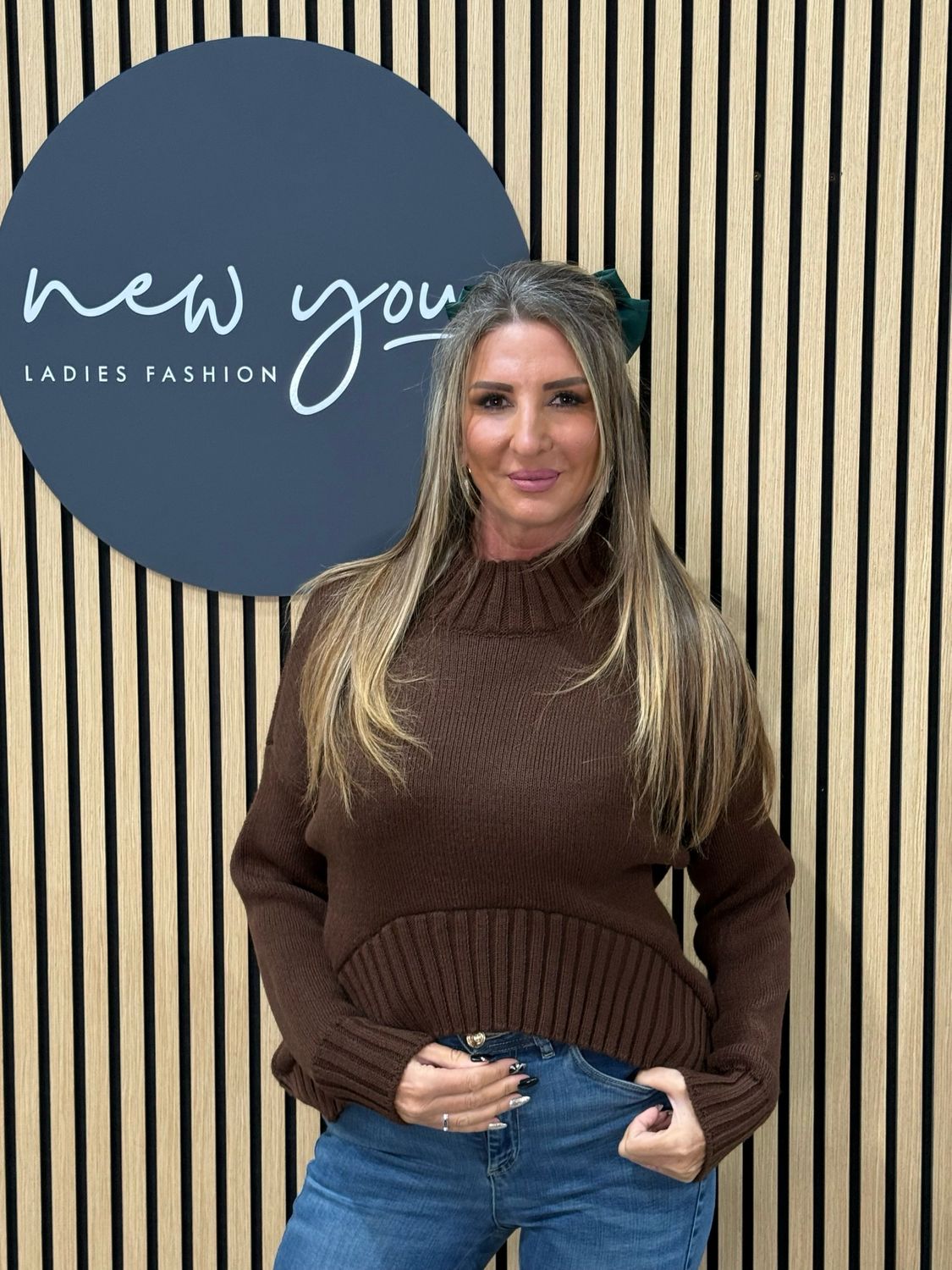 Asymmetric Ribbed Hem Jumper - Chocolate