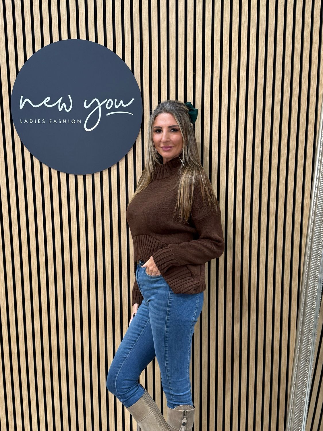 Asymmetric Ribbed Hem Jumper - Chocolate