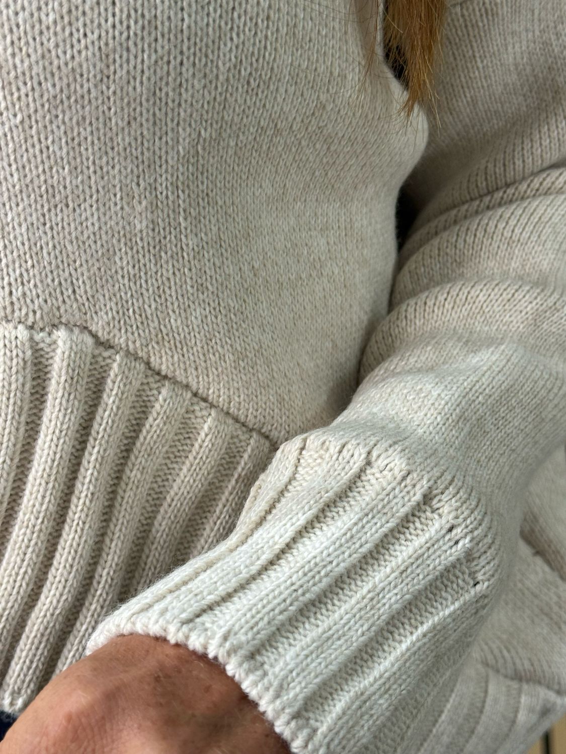 Asymmetric Ribbed Hem Jumper - Cream