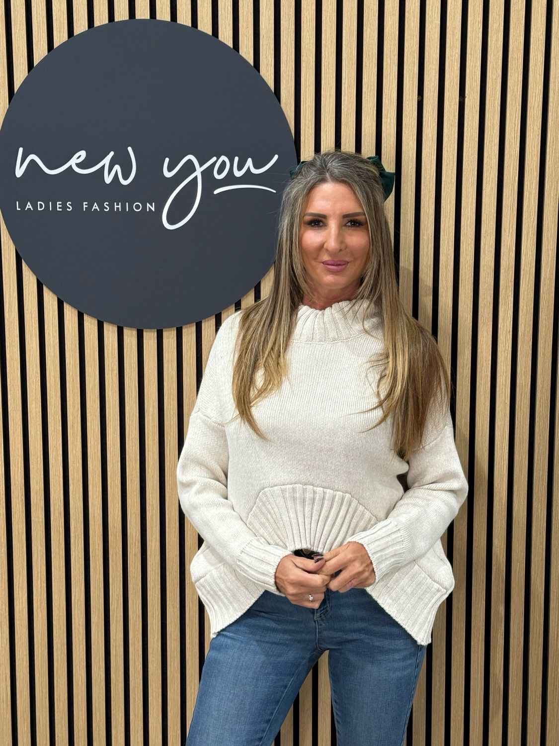 Asymmetric Ribbed Hem Jumper - Cream