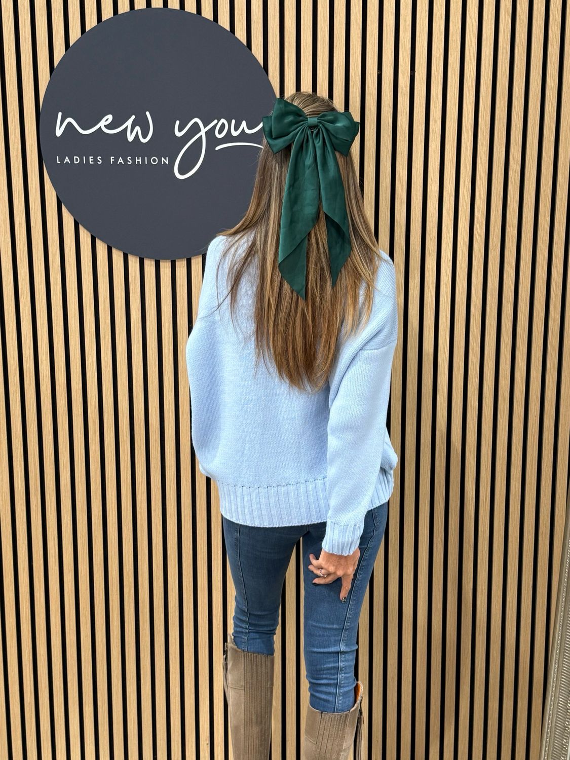 Asymmetric Ribbed Hem Jumper - Baby Blue