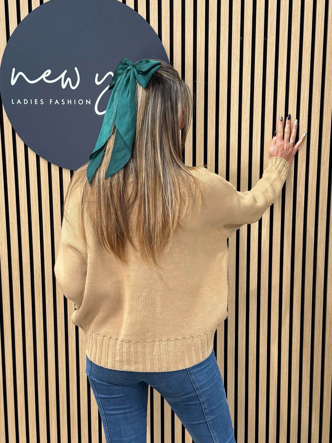 Asymmetric Ribbed Hem Jumper - Camel