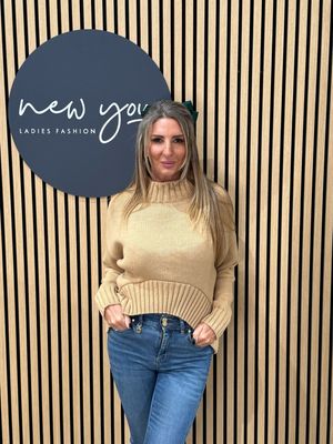 Asymmetric Ribbed Hem Jumper - Camel