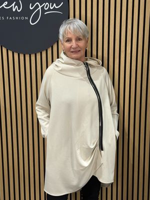 Side Zip Hoodie - Cream