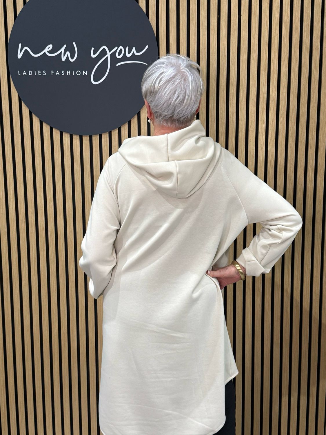 Side Zip Hoodie - Cream