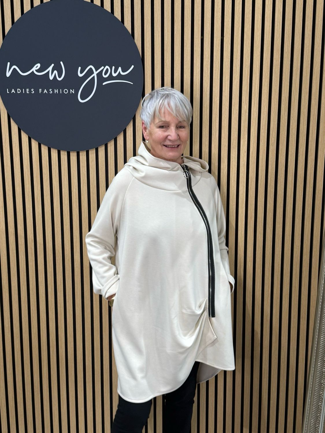 Side Zip Hoodie - Cream