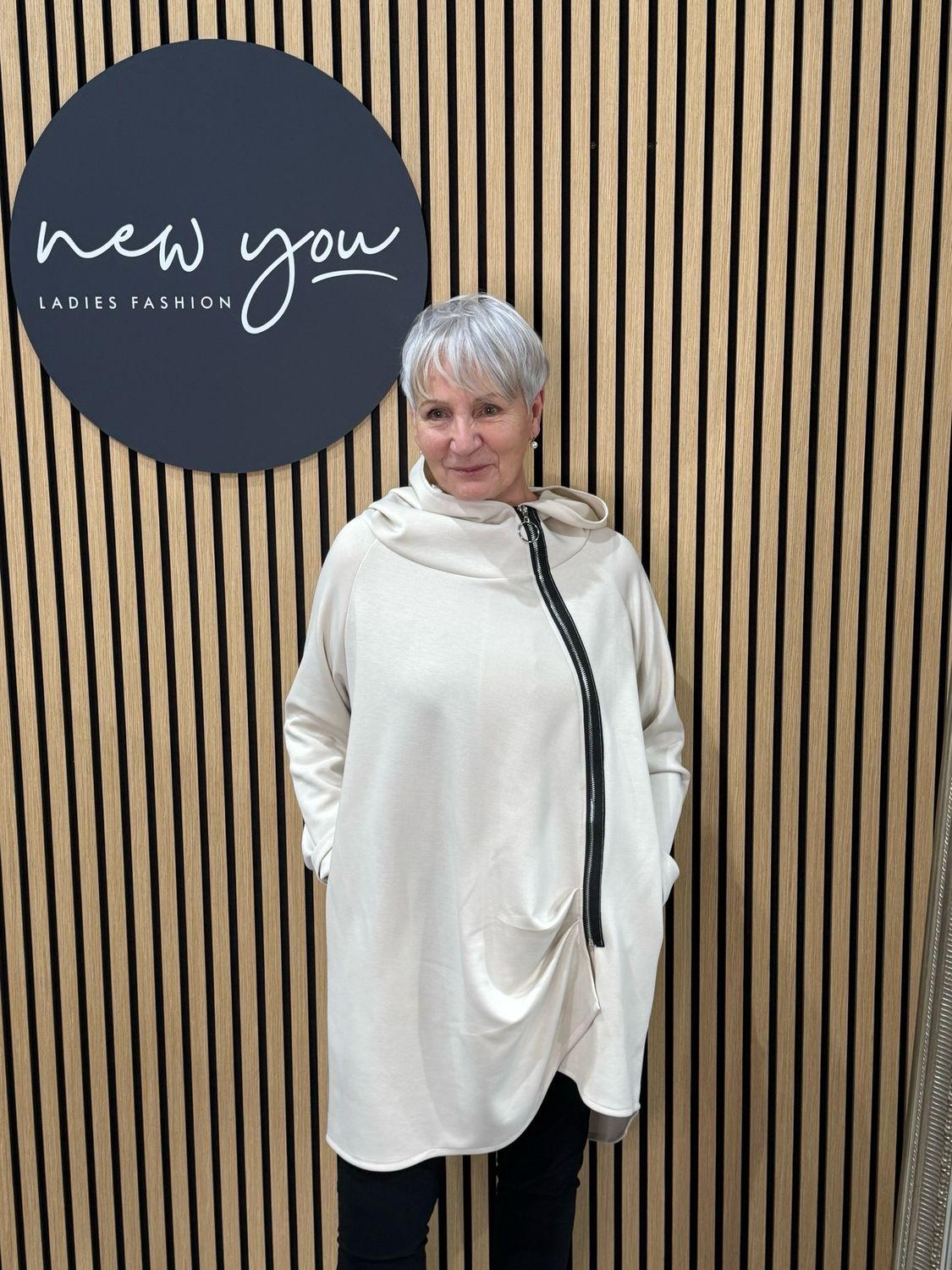 Side Zip Hoodie - Cream