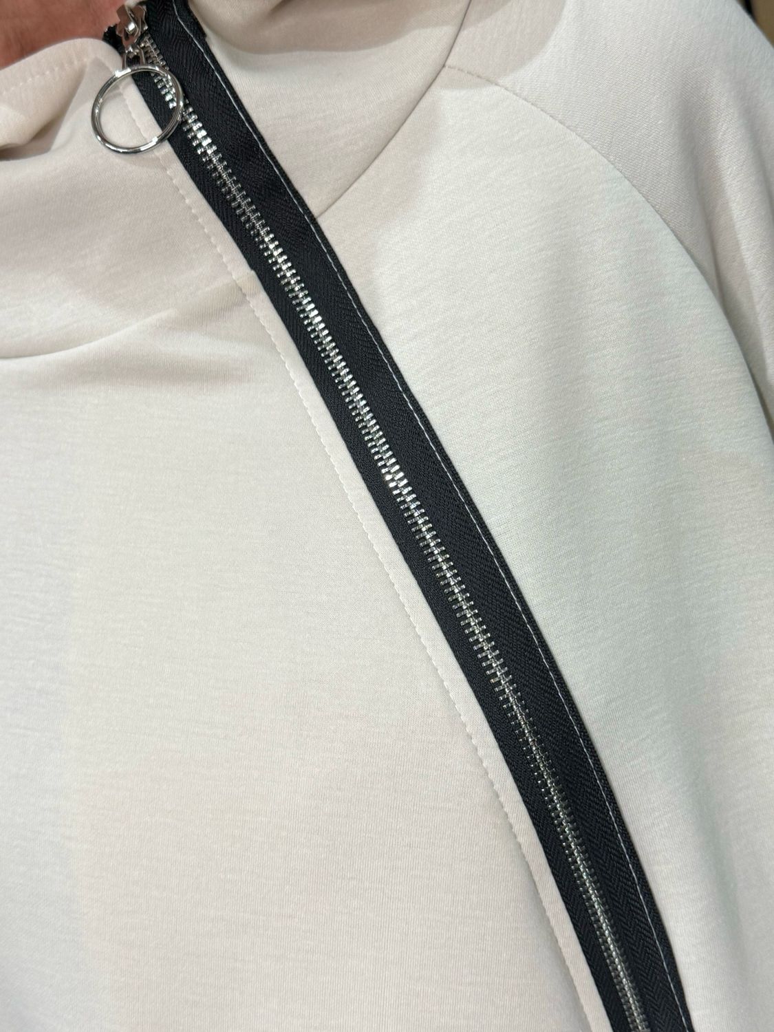 Side Zip Hoodie - Cream