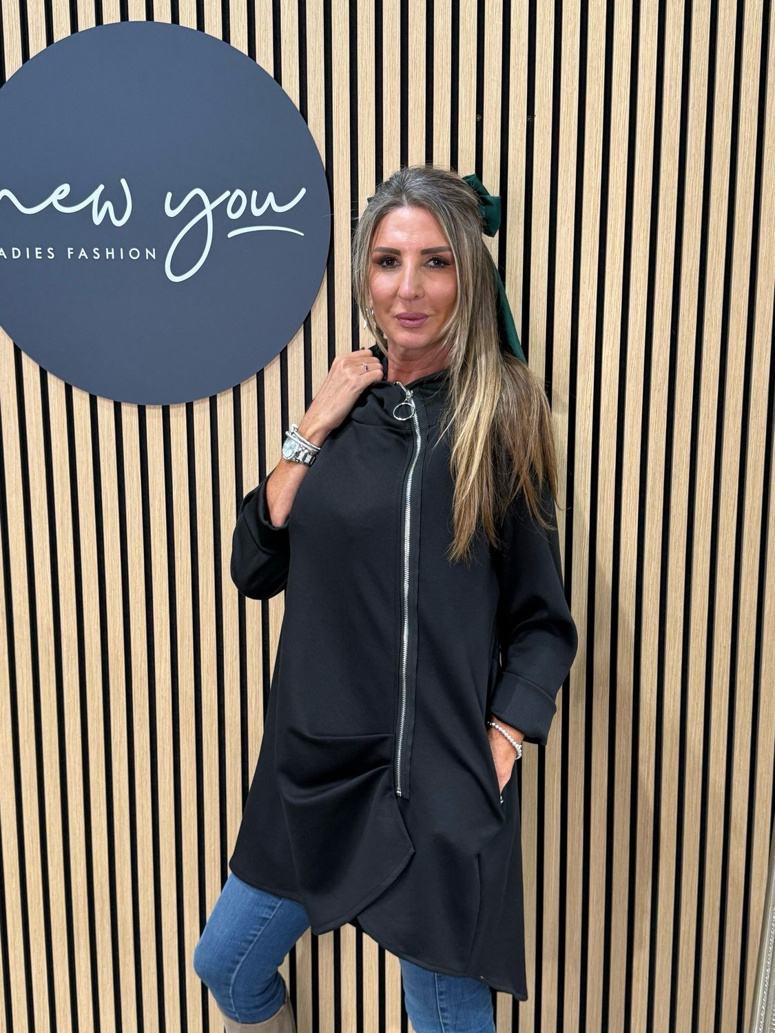 Side Zip Hoodie - Black