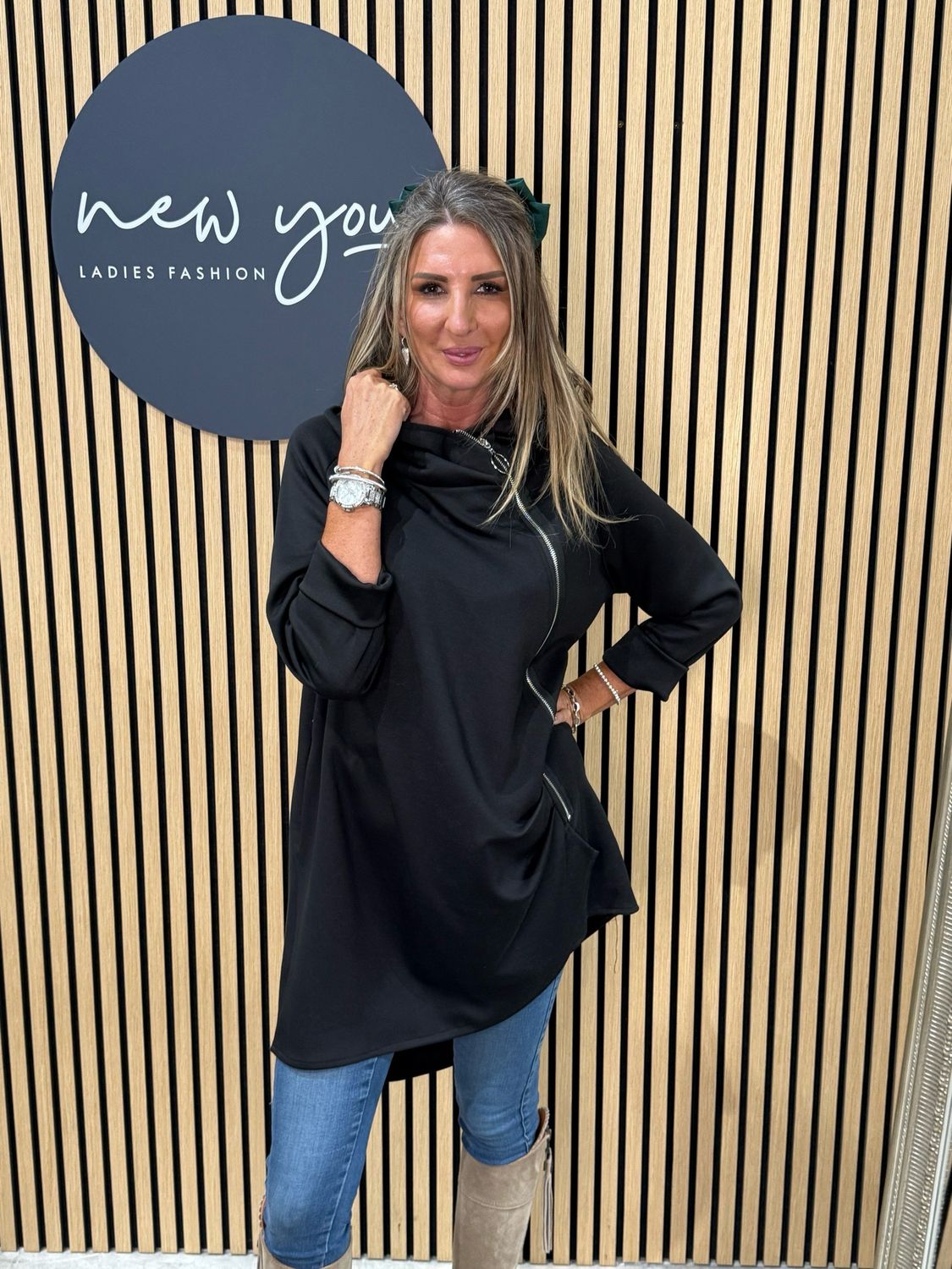 Side Zip Hoodie - Black