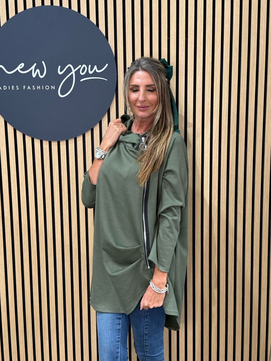 Side Zip Hoodie - Khaki