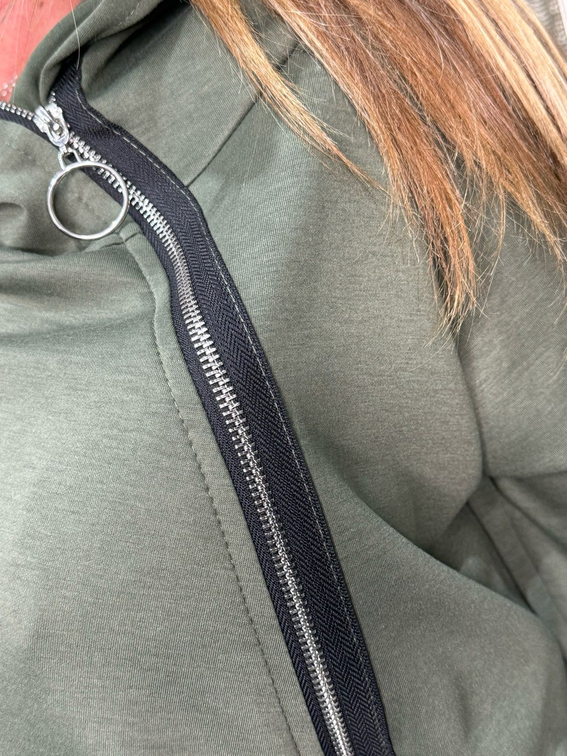 Side Zip Hoodie - Khaki