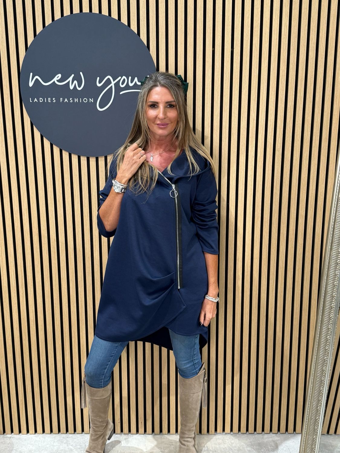 Side Zip Hoodie - Navy