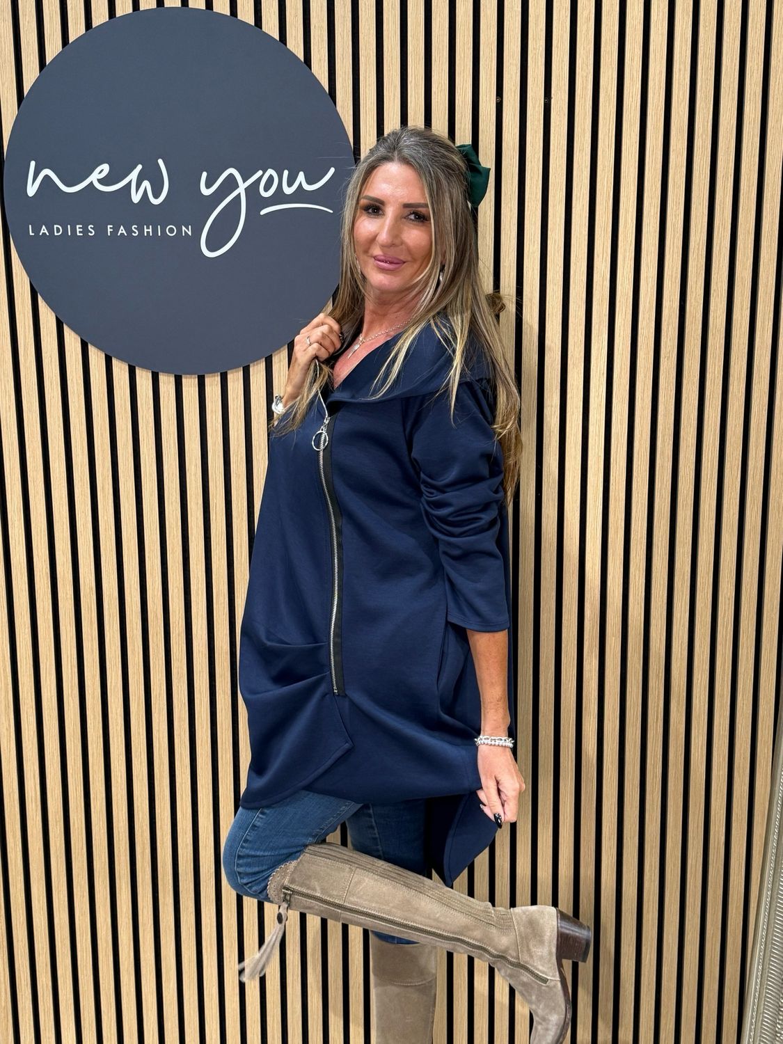 Side Zip Hoodie - Navy