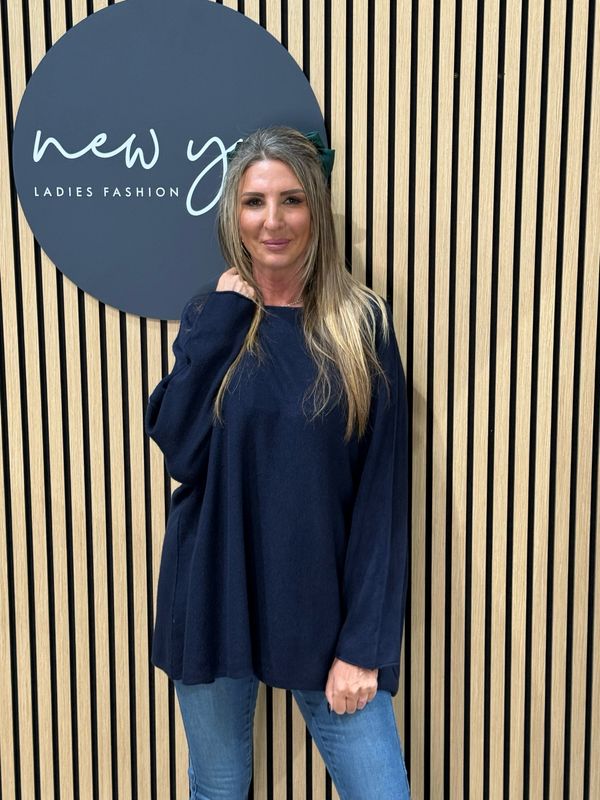 Oversized Knit Jumper - Navy