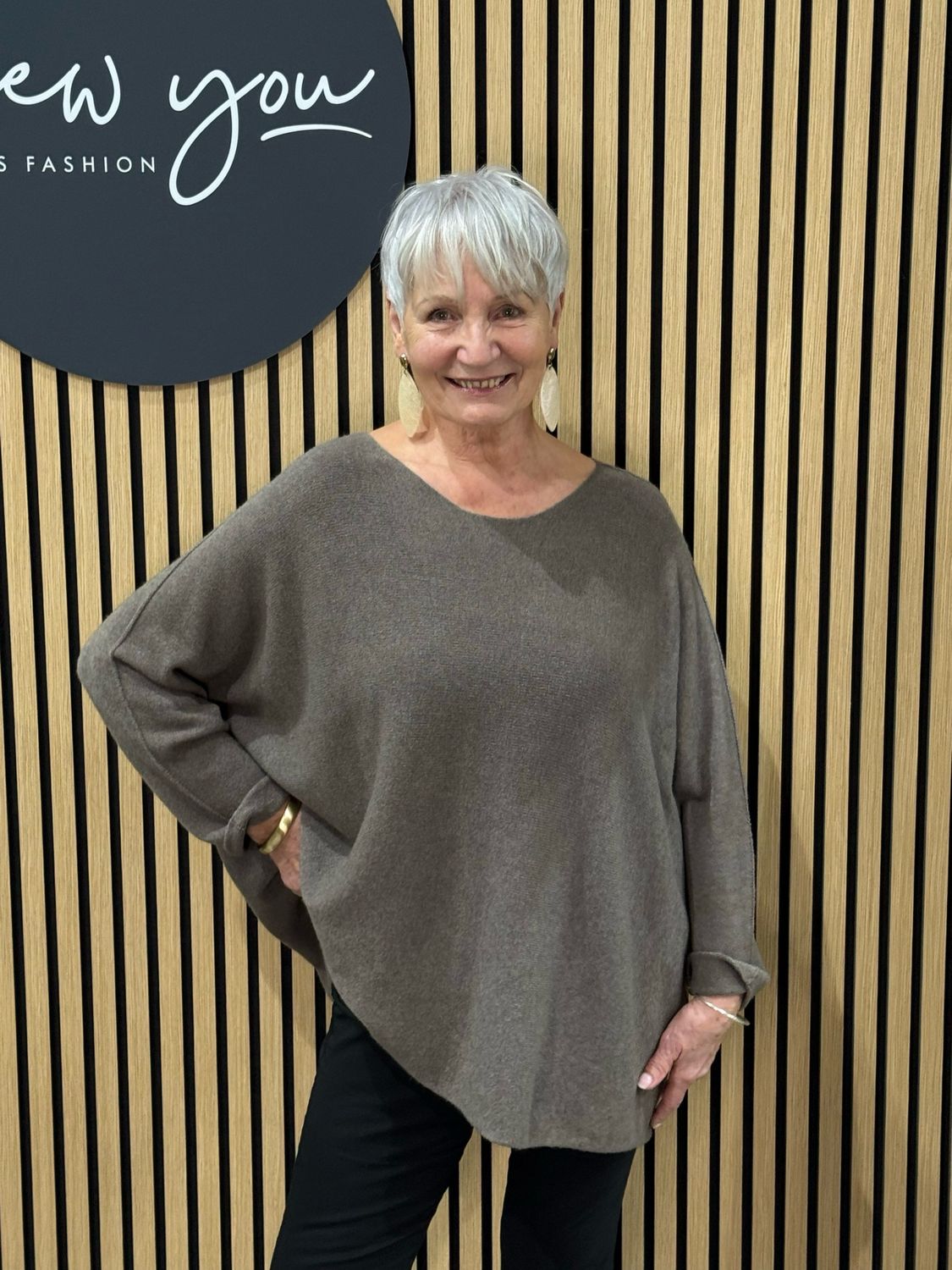 Oversized Knit Jumper - Taupe