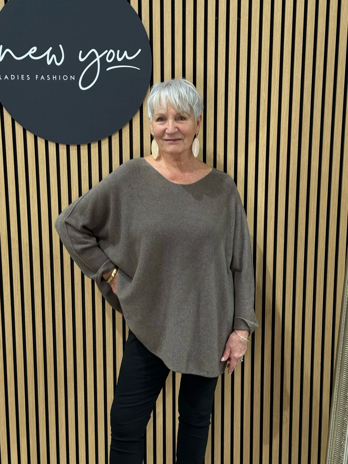 Oversized Knit Jumper - Taupe