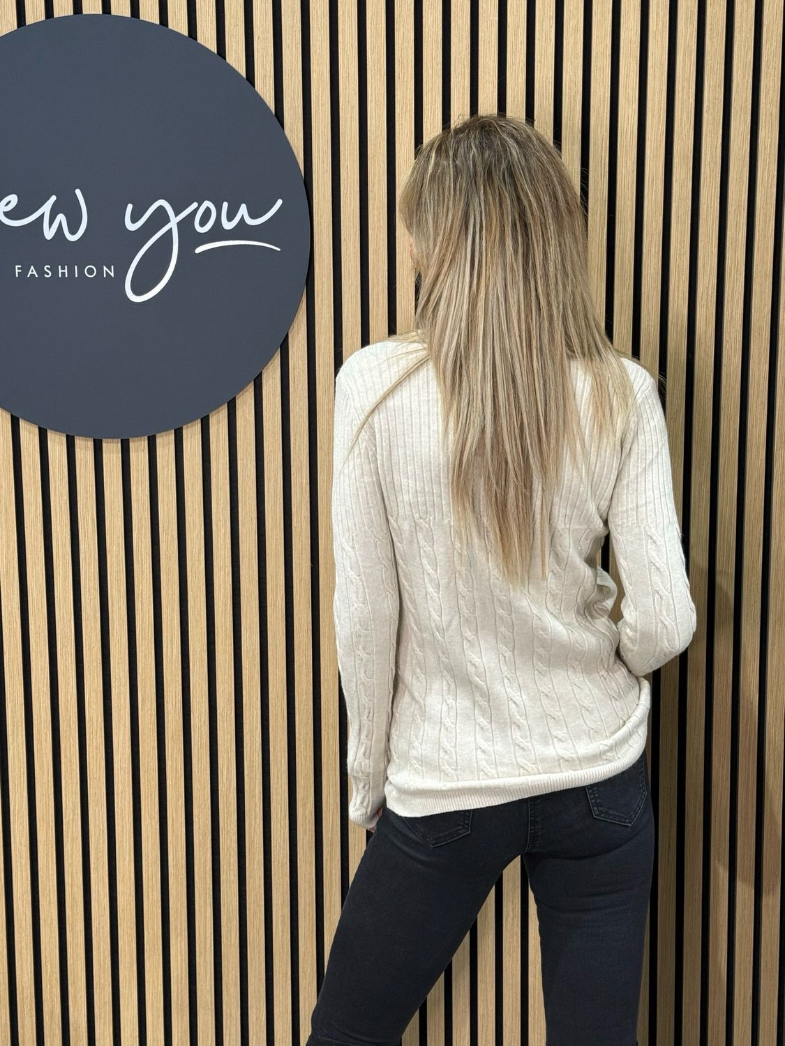 Ribbed Roll Neck Jumper - Cream